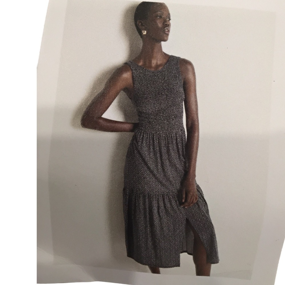 Nation‎ LTD Black White Pima Cotton Smocked Tiered Maxi Dress Small NWT